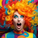 imagem engraçada de uma jovem com cores vivas