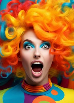 imagem engraçada de uma jovem com cores vivas